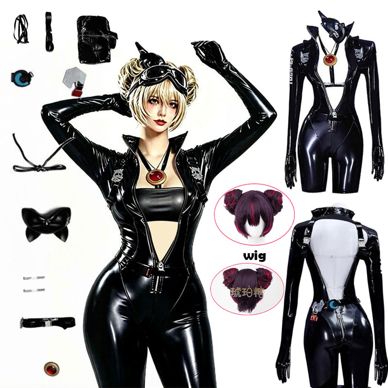 Anime Cosplay Jumpsuit - Kostium Cosplay Anime Nikke Quency, czarny